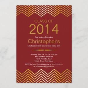 Elegant Gold Chevron Graduation Party Invitation