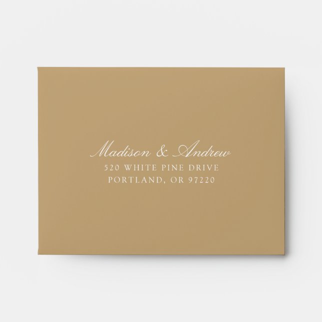 Elegant Gold Chinoiserie Floral Wedding RSVP Envelope (Front)