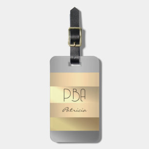 Elegant Gold Chopper Silver Metallic monogram Name Luggage Tag