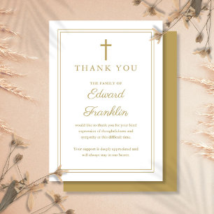 Elegant Gold Christian Celebration Of Life Funeral Thank You Card