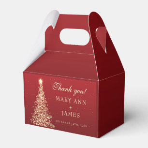 Elegant Gold Christmas Floral Wedding Favor Box
