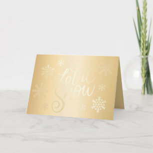 Elegant Gold Christmas Let It Snow Snowflakes Card