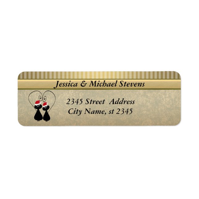 Elegant gold Christmas love cat couple holiday (Front)