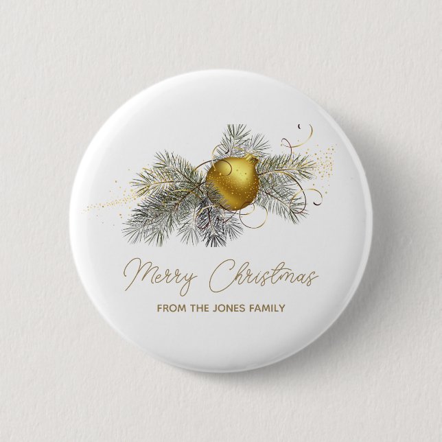 Elegant gold Christmas Ornament Party 2 Inch Round Button (Front)