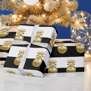 Elegant Gold Christmas Ornament Pattern Wrapping Paper