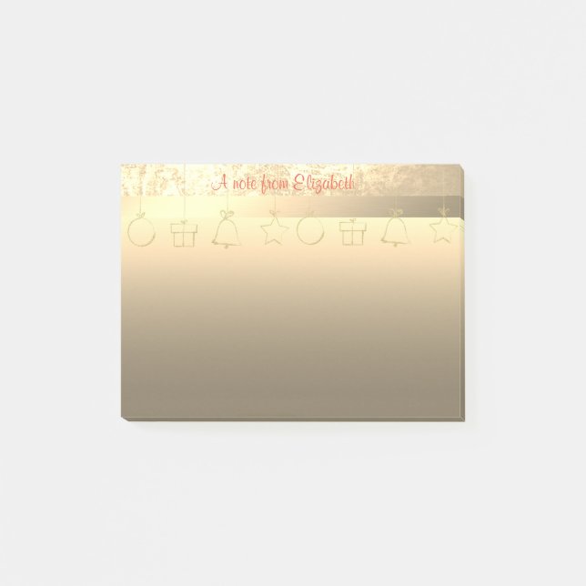 Elegant Gold Christmas  Ornaments-Personalized Post-it Notes (Front)