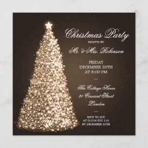 Elegant Gold Christmas Party Invitation