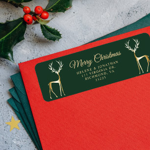 Elegant Gold Christmas Reindeer Return Address