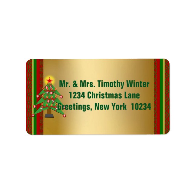 Elegant Gold Christmas Return Address Labels (Front)