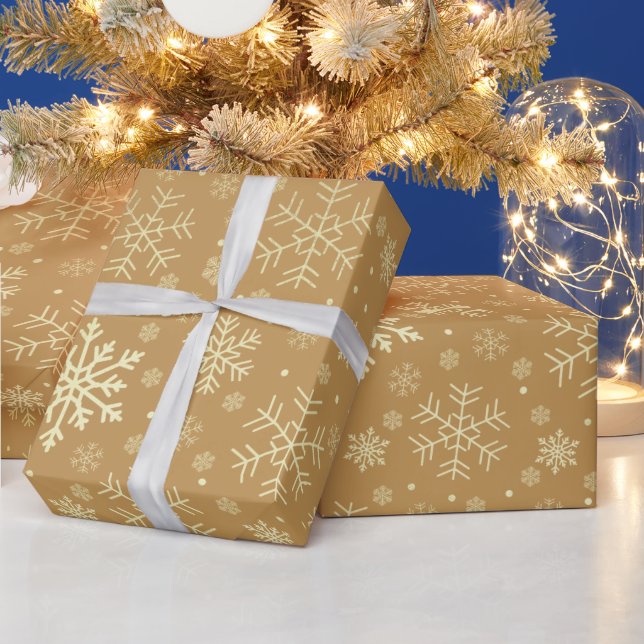 Elegant Gold Christmas Snowflake Pattern Wrapping Paper (Holidays)