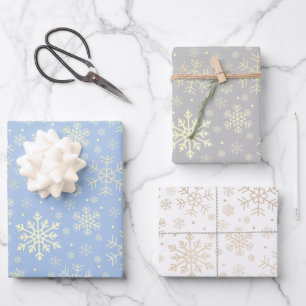 Elegant Gold Christmas Snowflake Pattern  Wrapping Paper Sheet