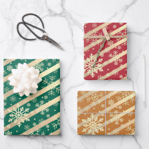 Elegant Gold Christmas Snowflake Pattern  Wrapping Paper Sheet