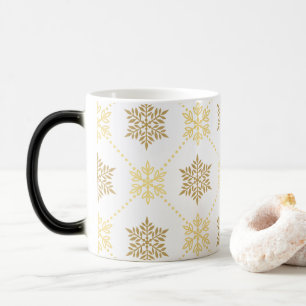 Elegant Gold Christmas Snowflakes Pattern Magic Mug