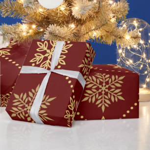 Elegant Gold Christmas Snowflakes Pattern Wrapping Paper