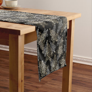 Elegant Gold Christmas Three Pattern Short Table Runner