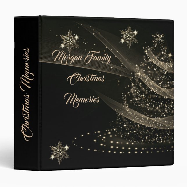 Elegant Gold Christmas Tree Binder (Front/Spine)
