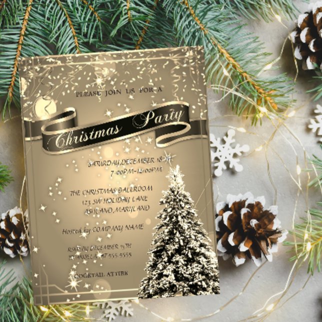 Elegant Gold,Christmas Tree CompanyChristmas Party Invitation (Creator Uploaded)