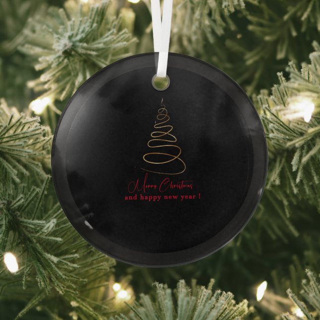 Elegant Gold Christmas Tree  Glass Ornament (Insitu)