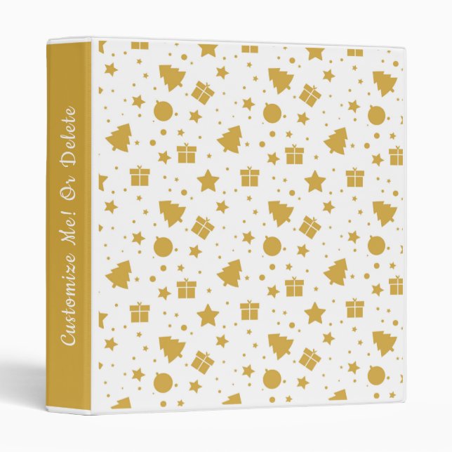 Elegant Gold Christmas Tree Holiday Personalized Binder (Front/Spine)