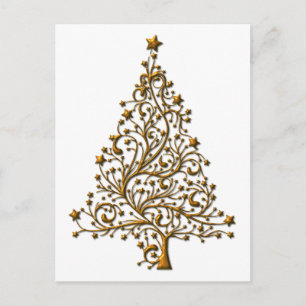 Elegant Gold Christmas Tree Holiday Postcard