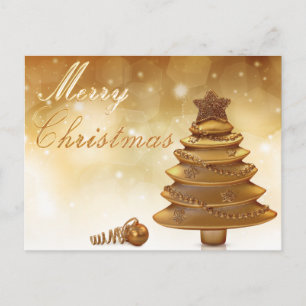 Elegant Gold Christmas Tree Holiday Postcard