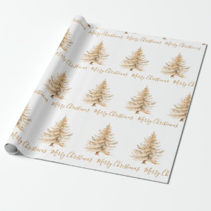 Elegant Gold Christmas Tree Holiday Wrapping Paper