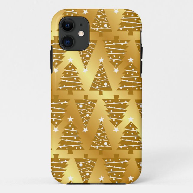 Elegant Gold Christmas Tree iPhone Case (Back)