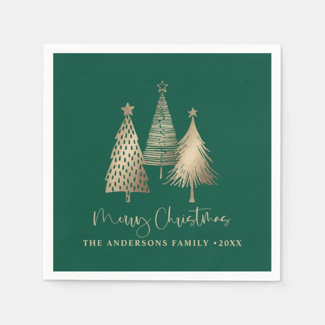 Elegant Gold Christmas Tree Merry Christmas  Napkin (Front)