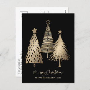 Elegant Gold Christmas Tree Non Photo  Holiday Postcard