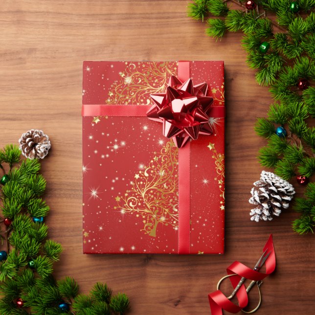 Elegant Gold Christmas Tree Pattern Wrapping Paper (Holiday Gift)