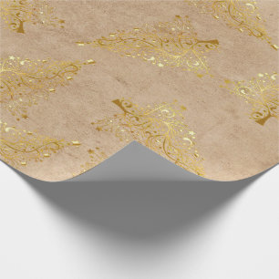 Elegant Gold Christmas Tree Pattern Wrapping Paper