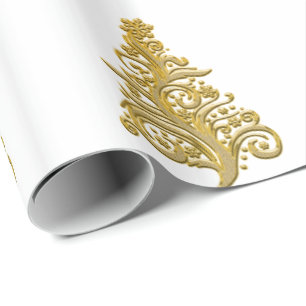 Elegant Gold Christmas Tree Pattern Wrapping Paper
