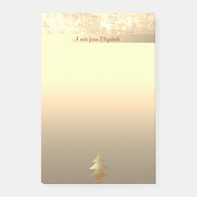 Elegant Gold Christmas Tree - Personalized Post-it Notes (Front)