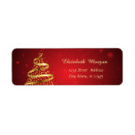 Elegant Gold Christmas Tree, Red<br><div class="desc">Elegant gold Christmas tree on a red background. An elegant and sophisticated design. Customize with your name and address details.</div>