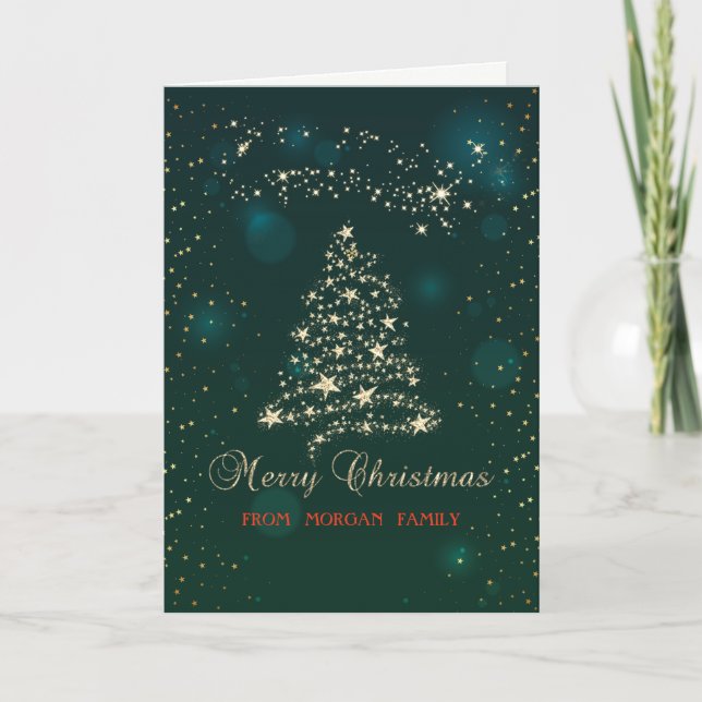 Elegant Gold Christmas Tree Stars,Green Holiday (Front)