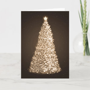 Elegant Gold Christmas Trees Brown Holiday Card