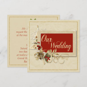 Elegant Gold Christmas Wedding Invitation
