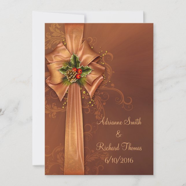 Elegant Gold Christmas Wedding Invitation (Front)