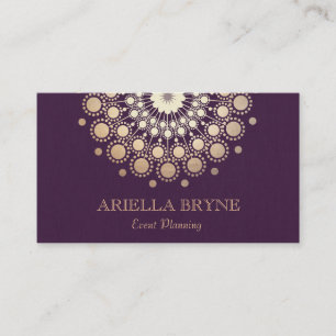 Elegant Gold Circles Purple Event Planner Business Card