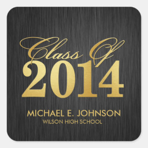 Elegant "Gold" Class of 2014 Graduation Square Sticker