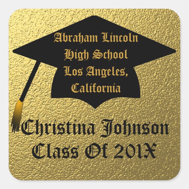 Elegant Gold Class Of ?? Graduation Stickers (Front)