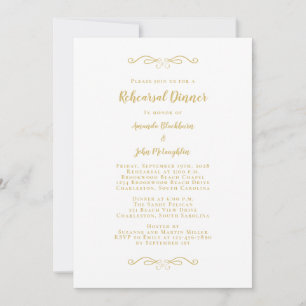 Elegant Gold Classic Wedding Rehearsal Dinner  Invitation