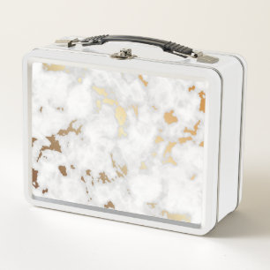 Elegant Gold Classy Marble design Metal Lunch Box