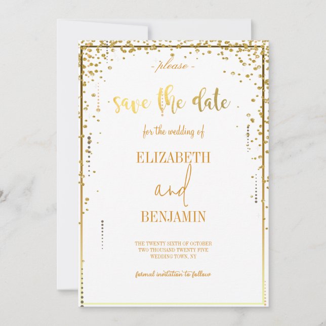 Elegant gold classy minimalist save the date (Front)