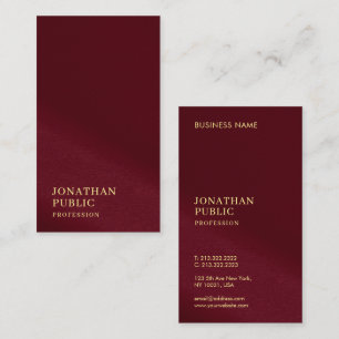 Elegant Gold Color Text Burgundy Template Luxury Business Card