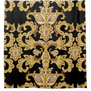 Elegant Gold Coloured Bathroom Shower Curtains