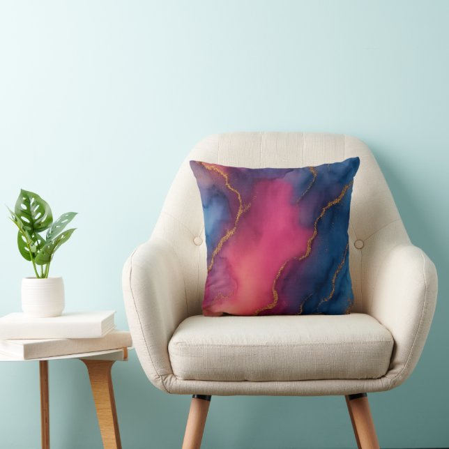 Elegant Gold & Colourful Pattern Decorative  Throw Pillow (Chair)