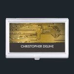 Elegant Gold Computer Circuit Board HighTech Business Card Holder<br><div class="desc">Business cards holder with a professional studio photo of a computer circuit board. You can match it with business cards.</div>