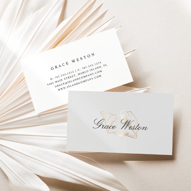 Elegant Gold Conch Shell Script Business Card (Creator Uploaded)