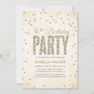 Elegant Gold Confetti 50th Birthday Party Invitation